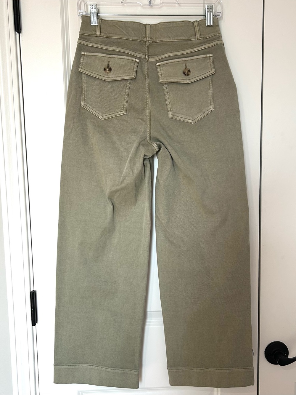 Spanx Stretch Twill Cropped Wide Leg Pant Darkened Olive Small 20312R - Picture 5 of 7